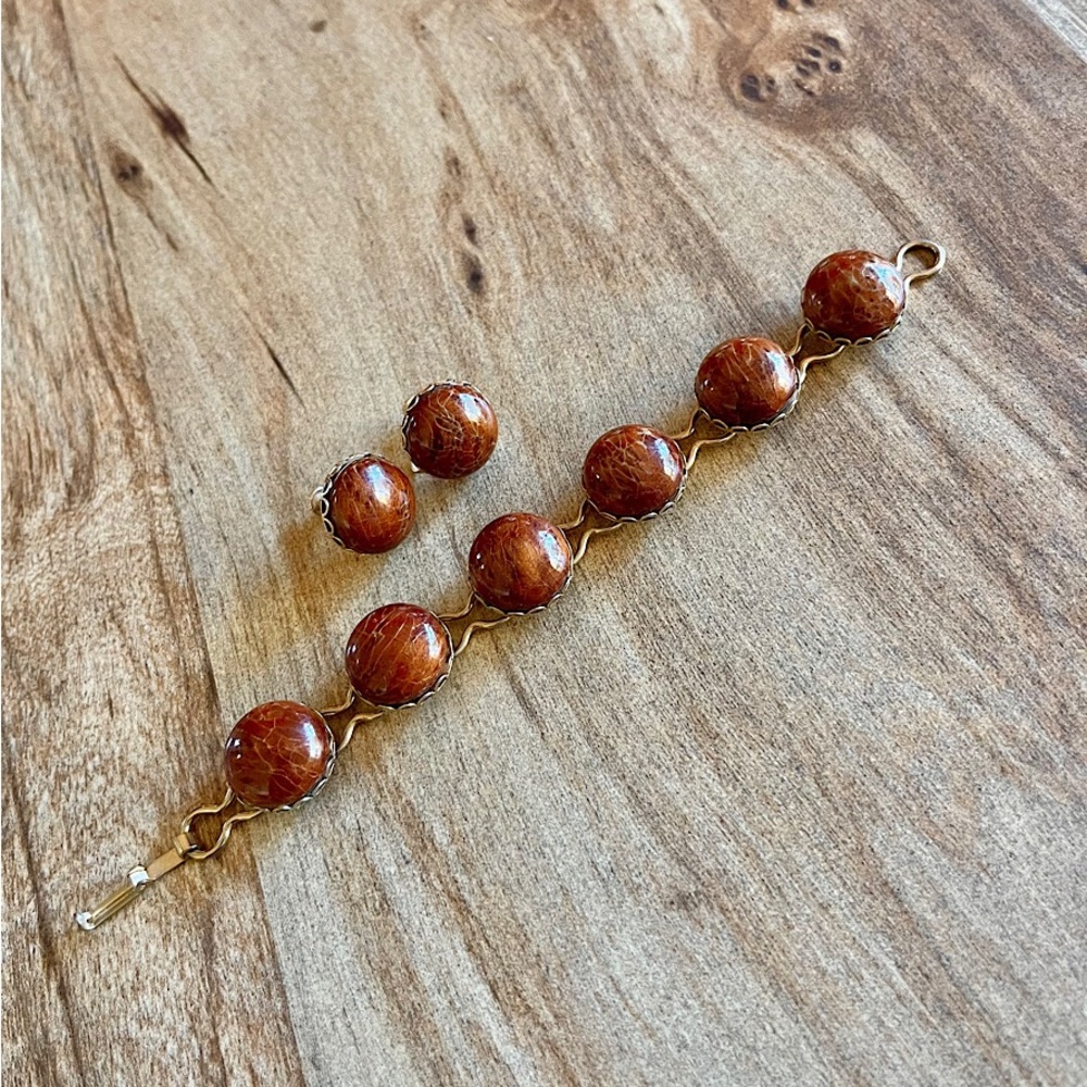 Vintage Bracelet & Screw-On Earring Set